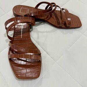 Dolce Vita Cognac Croco Embossed Leather Strappy Sandals